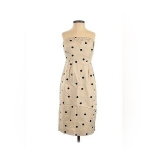 J. Crew | Tan & Black Polka Dot Sheath Strapless Pinup Rockabilly Dress Size 2